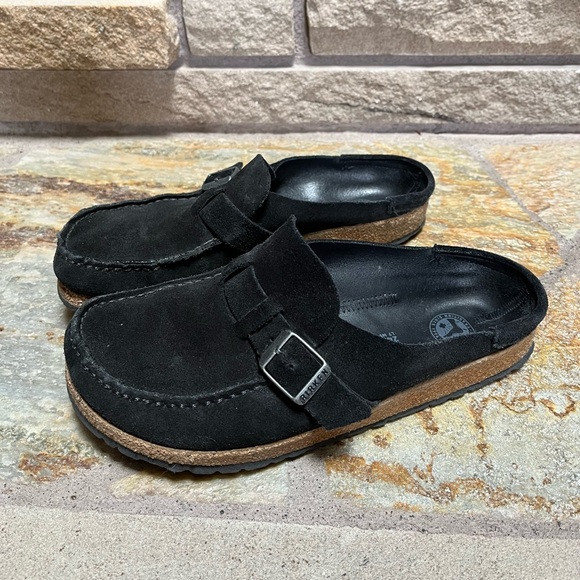 Birkenstock Buckley Clog Shoes Black Suede Leather 38 7 - Picture 5 of 11